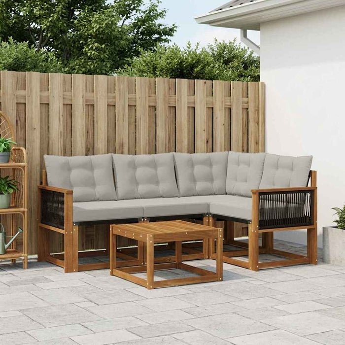 Set de canapele de exterior 5 pcs Natural și gri deschis WALTI