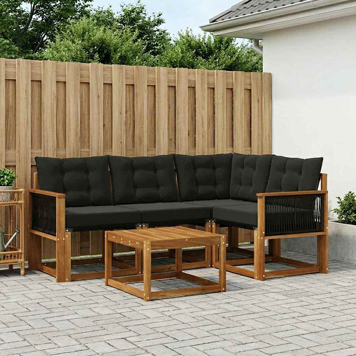 Set de canapele de exterior cu pernă 5 pcs Natural și Negru WALTI