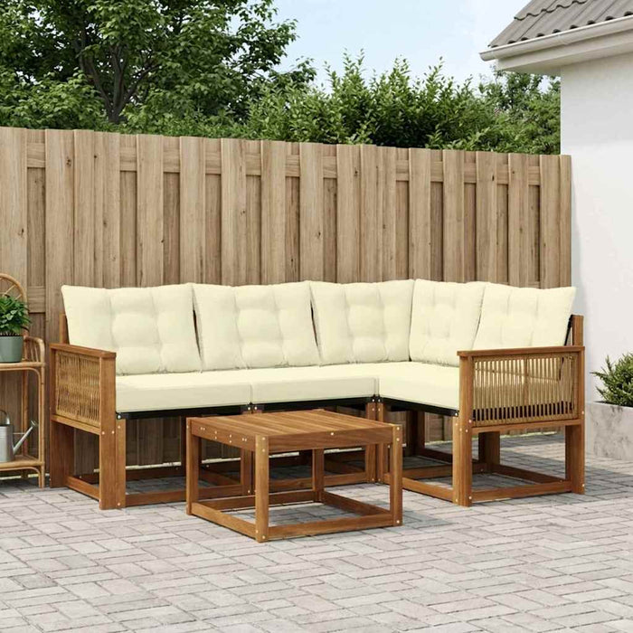 Set de canapele de exterior cu pernă 5 pcs Natural și Crem WALTI