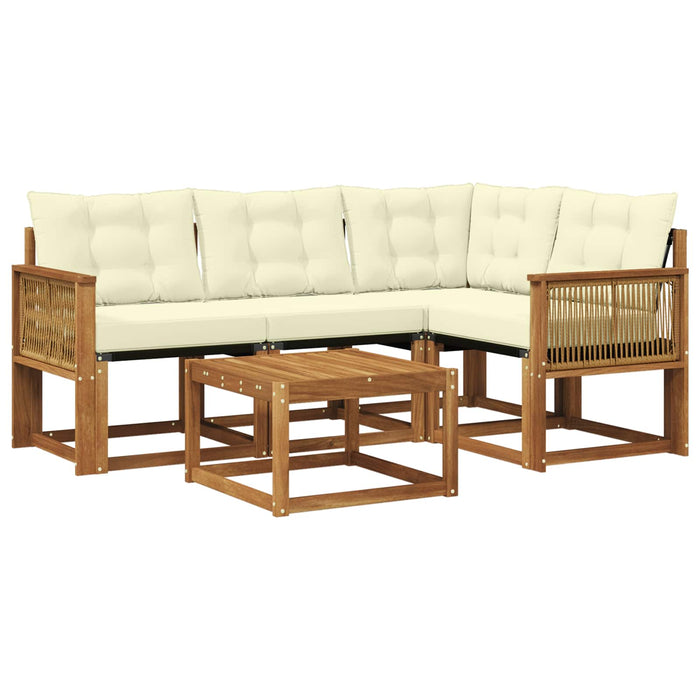 Set de canapele de exterior cu pernă 5 pcs Natural și Crem WALTI