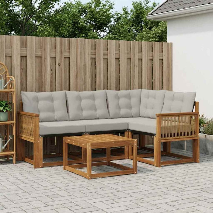 Set de canapele de exterior 5 pcs Natural și gri deschis WALTI