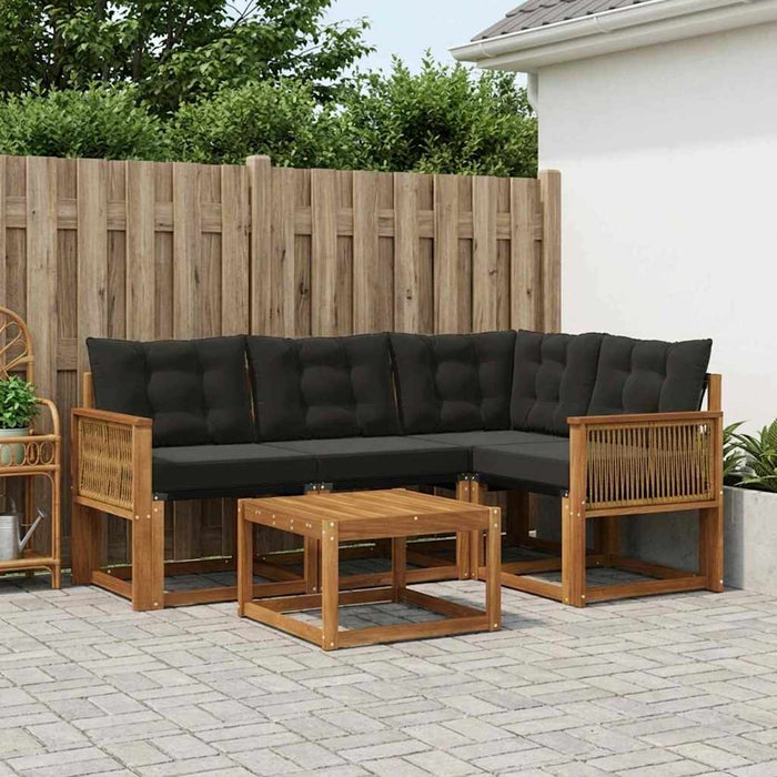 Set de canapele de exterior cu pernă 5 pcs Natural și Negru WALTI