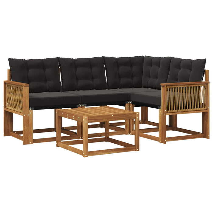 Set de canapele de exterior cu pernă 5 pcs Natural și Negru WALTI