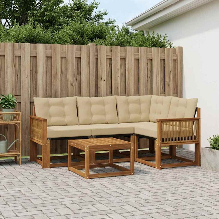 Set de canapele de exterior cu pernă 5 pcs Natural și Bej WALTI