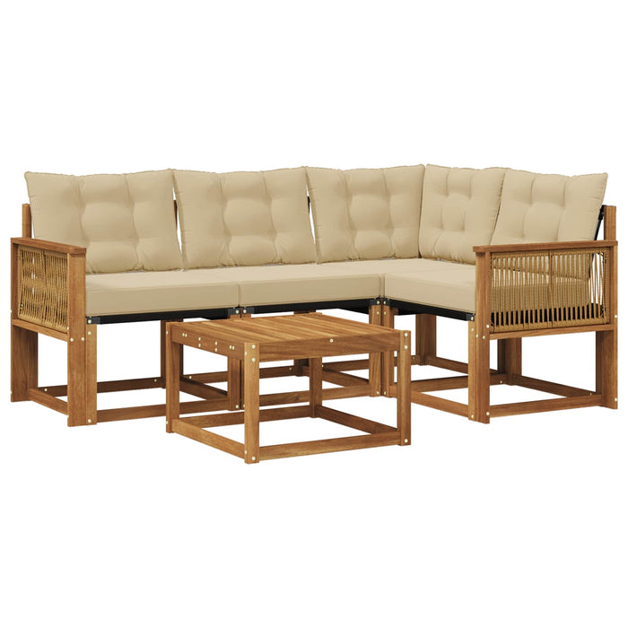 Set de canapele de exterior cu pernă 5 pcs Natural și Bej WALTI