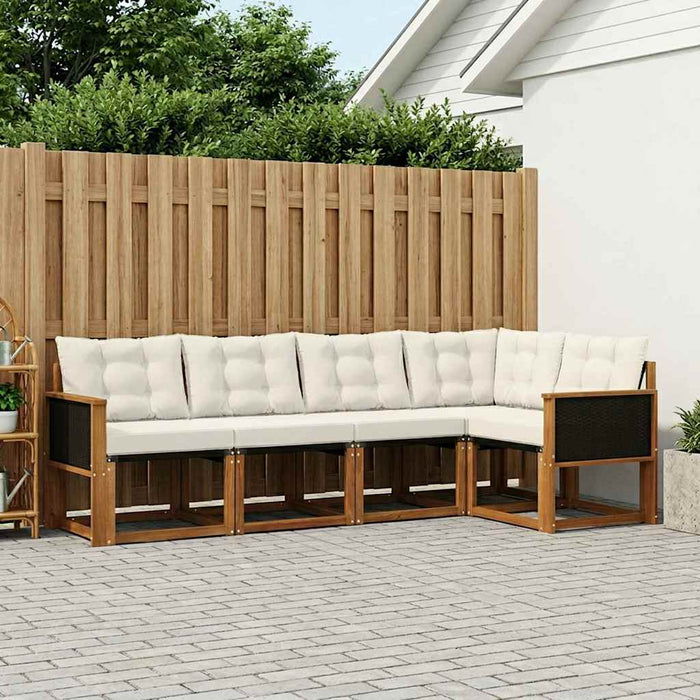 Set de canapele de exterior cu pernă 5 pcs Natural și Crem WALTI
