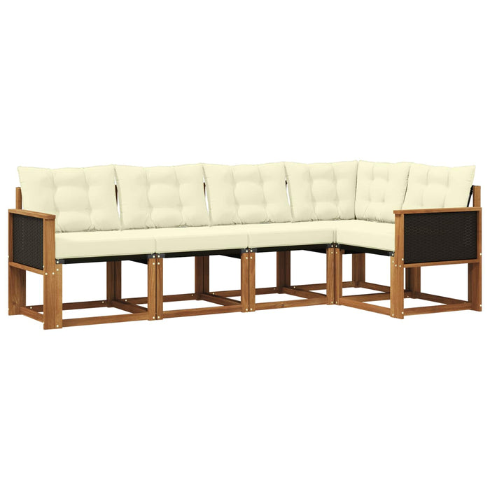 Set de canapele de exterior cu pernă 5 pcs Natural și Crem WALTI