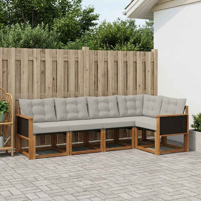 Set de canapele de exterior 5 pcs Natural și gri deschis WALTI