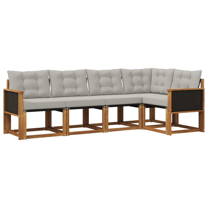 Set de canapele de exterior 5 pcs Natural și gri deschis WALTI