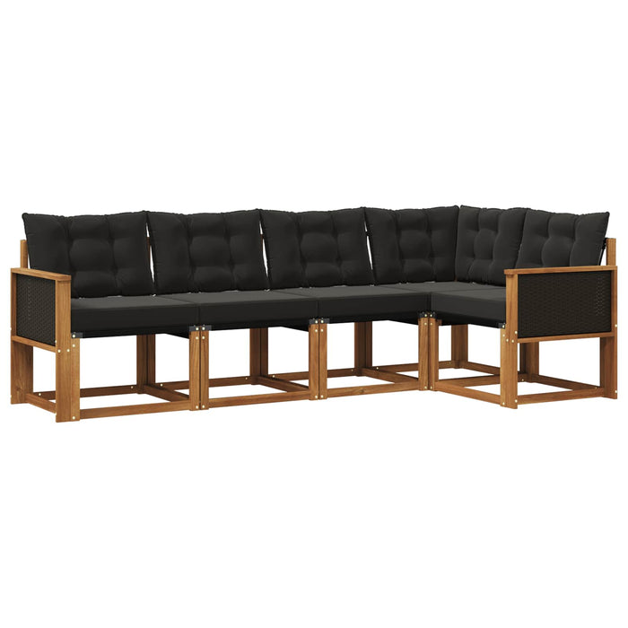 Set de canapele de exterior cu pernă 5 pcs Natural și Negru WALTI