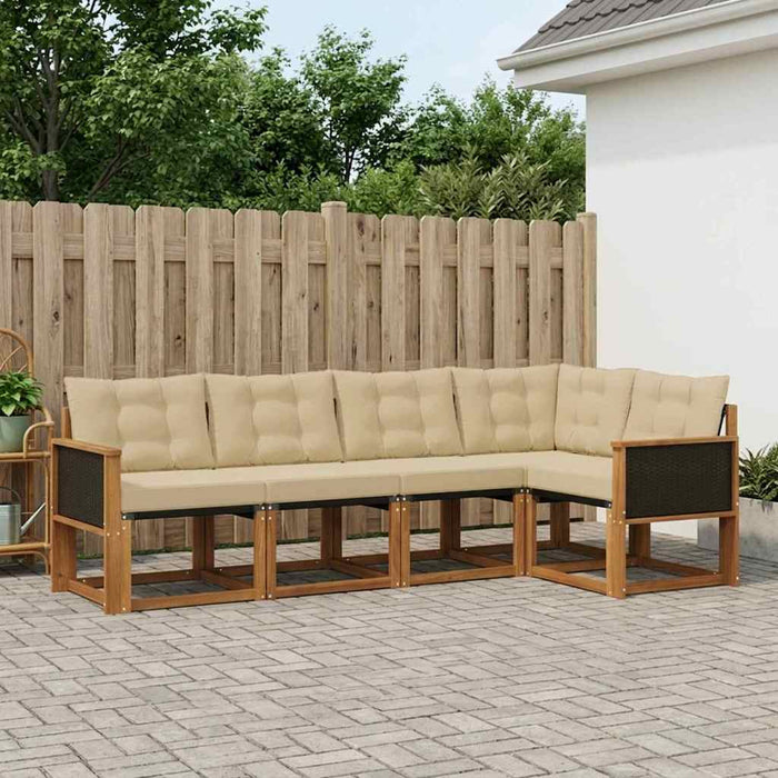 Set de canapele de exterior cu pernă 5 pcs Natural și Bej WALTI