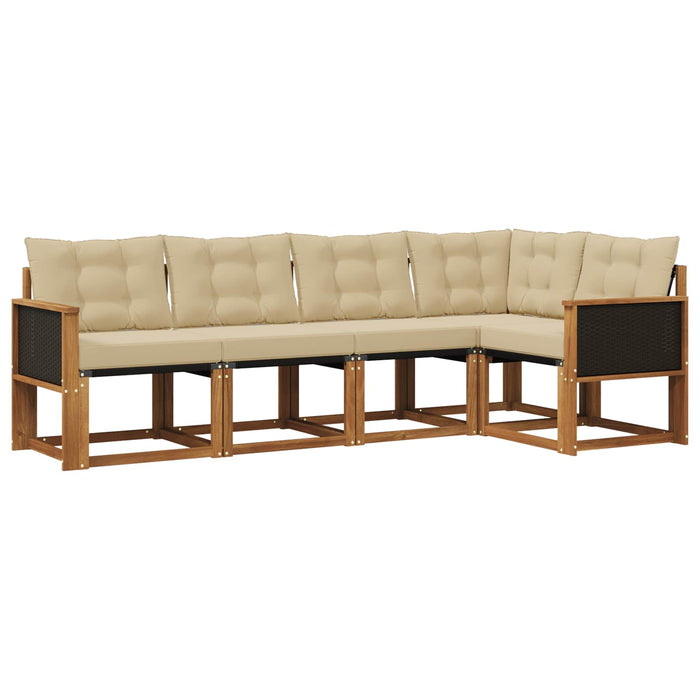 Set de canapele de exterior cu pernă 5 pcs Natural și Bej WALTI
