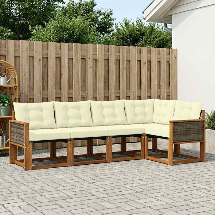 Set de canapele de exterior cu pernă 5 pcs Natural și Crem WALTI