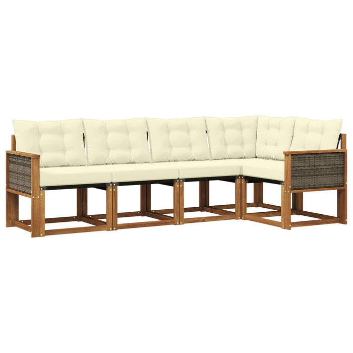 Set de canapele de exterior cu pernă 5 pcs Natural și Crem WALTI
