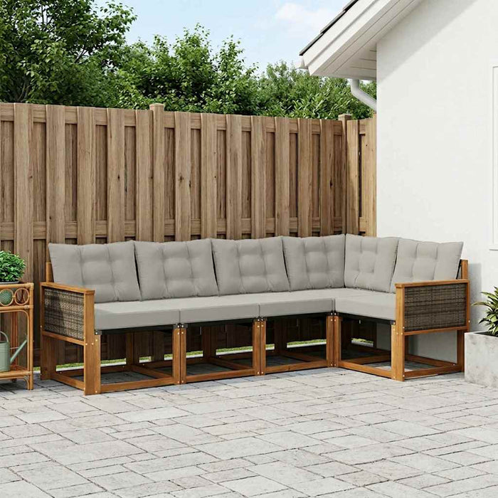 Set de canapele de exterior 5 pcs Natural și gri deschis WALTI