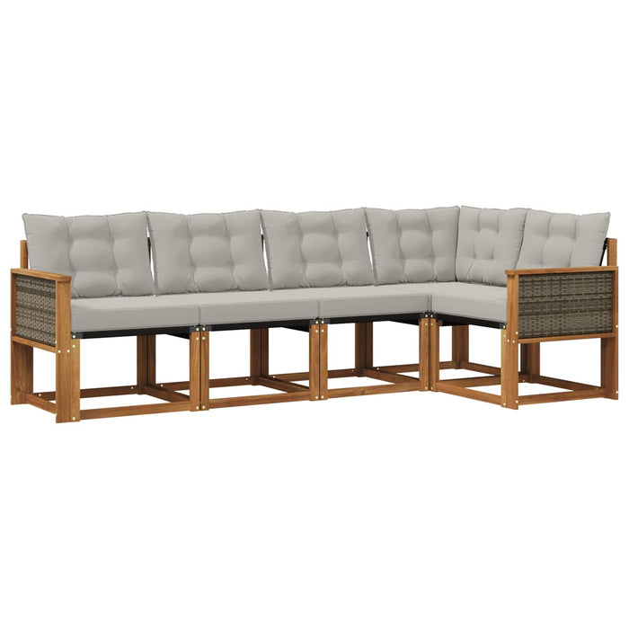 Set de canapele de exterior 5 pcs Natural și gri deschis WALTI