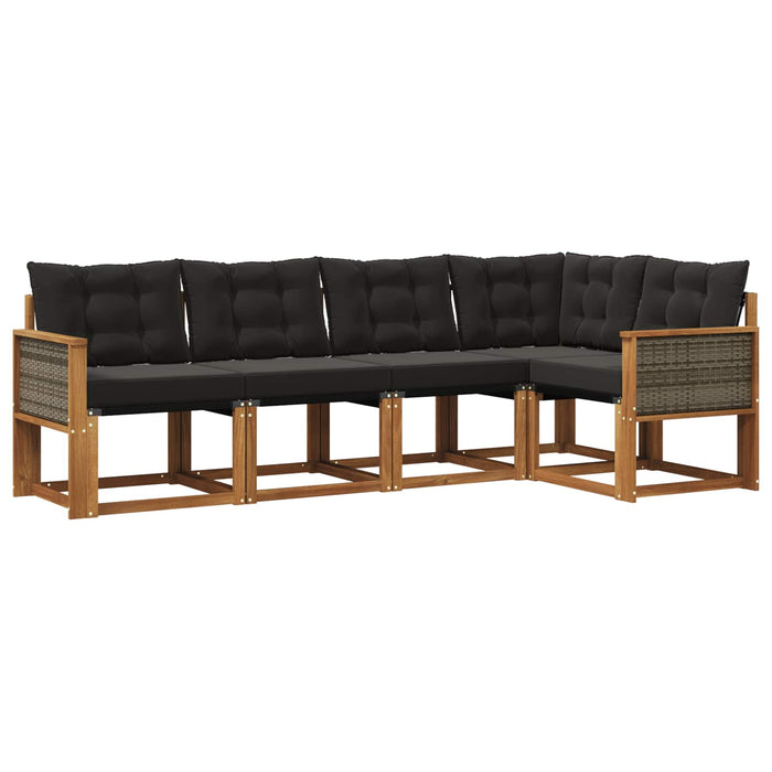 Set de canapele de exterior cu pernă 5 pcs Natural și Negru WALTI