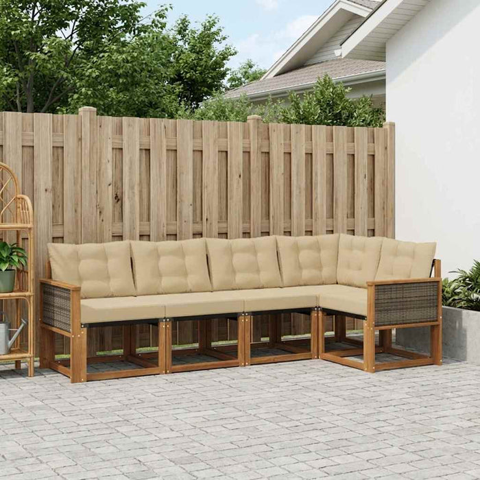 Set de canapele de exterior cu pernă 5 pcs Natural și Bej WALTI