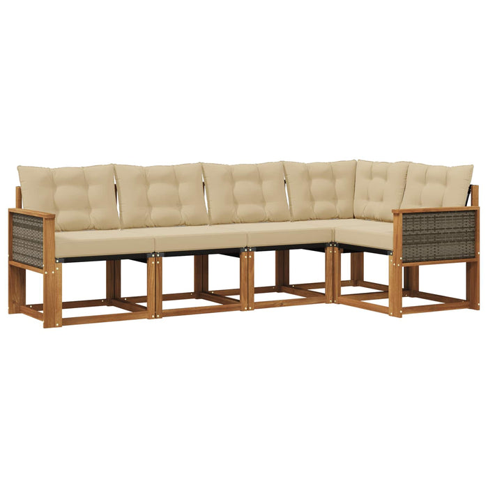 Set de canapele de exterior cu pernă 5 pcs Natural și Bej WALTI