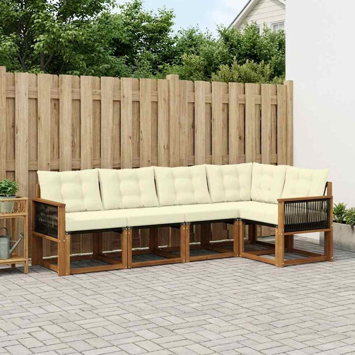 Set de canapele de exterior cu pernă 5 pcs Natural și Crem WALTI