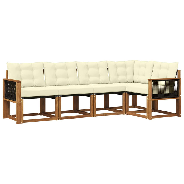 Set de canapele de exterior cu pernă 5 pcs Natural și Crem WALTI