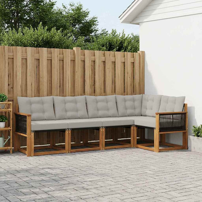 Set de canapele de exterior 5 pcs Natural și gri deschis WALTI