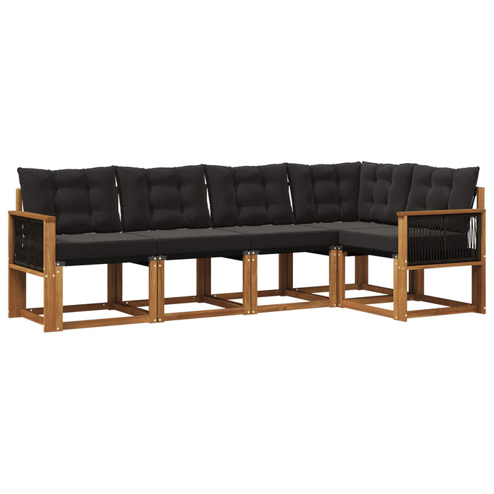 Set de canapele de exterior cu pernă 5 pcs Natural și Negru WALTI