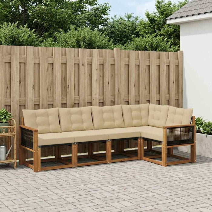 Set de canapele de exterior cu pernă 5 pcs Natural și Bej WALTI