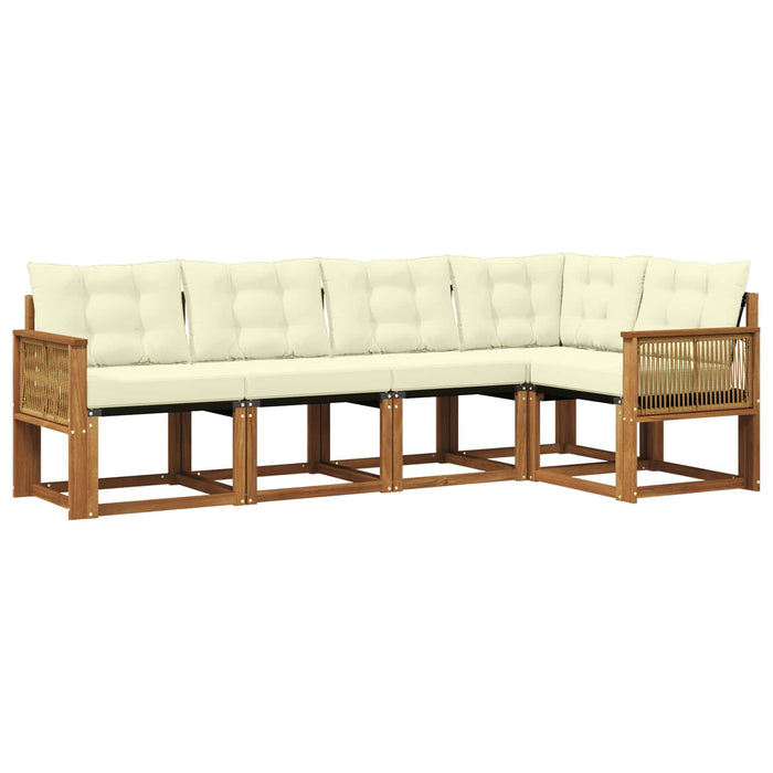 Set de canapele de exterior cu pernă 5 pcs Natural și Crem WALTI