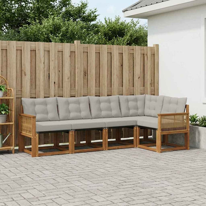 Set de canapele de exterior 5 pcs Natural și gri deschis WALTI