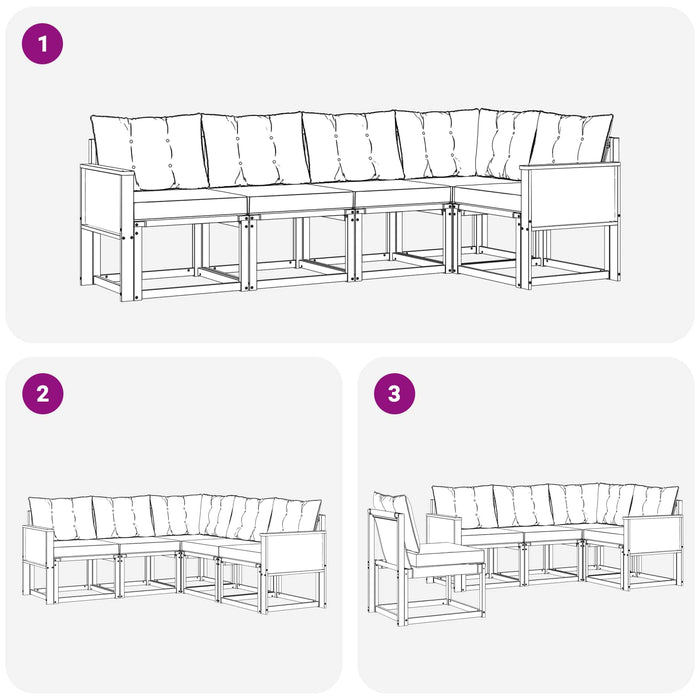 Set de canapele de exterior 5 pcs Natural și gri deschis WALTI