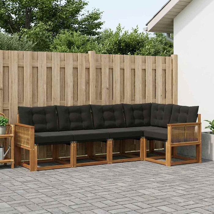 Set de canapele de exterior cu pernă 5 pcs Natural și Negru WALTI
