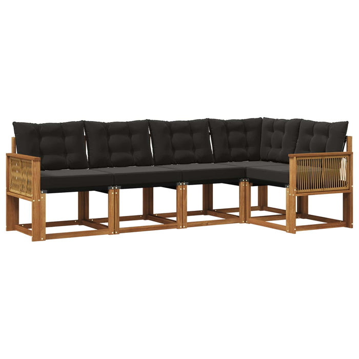 Set de canapele de exterior cu pernă 5 pcs Natural și Negru WALTI