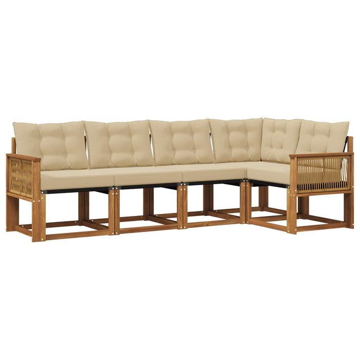 Set de canapele de exterior cu pernă 5 pcs Natural și Bej WALTI