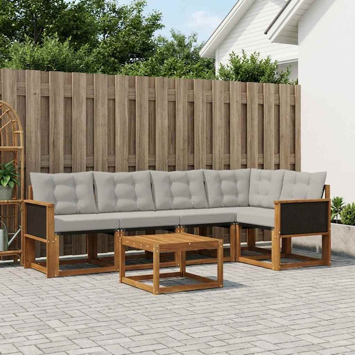 Set de canapele de exterior 6 pcs Natural și gri deschis WALTI