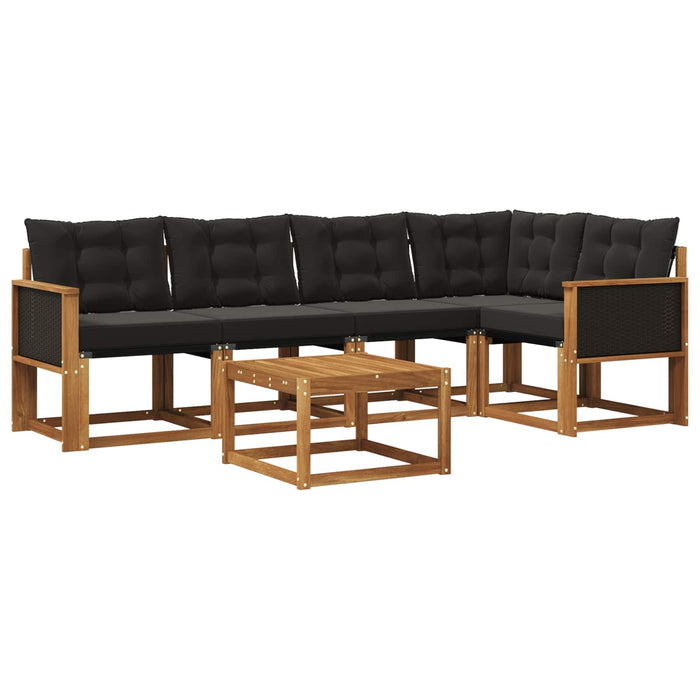 Set de canapele de exterior cu pernă 6 pcs Natural și Negru WALTI