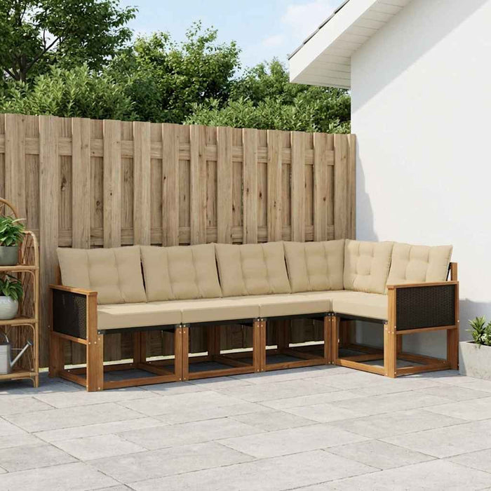 Set de canapele de exterior cu pernă 6 pcs Natural și Bej WALTI