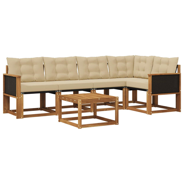 Set de canapele de exterior cu pernă 6 pcs Natural și Bej WALTI