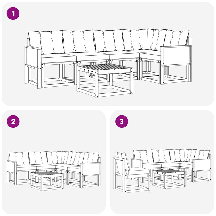 Set de canapele de exterior cu pernă 6 pcs Natural și Bej WALTI