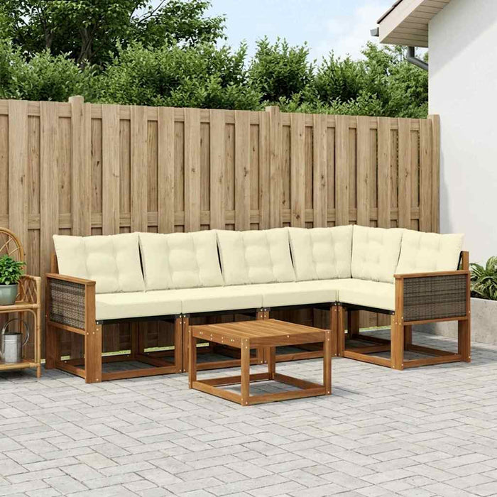 Set de canapele de exterior cu pernă 6 pcs Natural și Crem WALTI