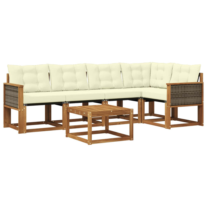 Set de canapele de exterior cu pernă 6 pcs Natural și Crem WALTI
