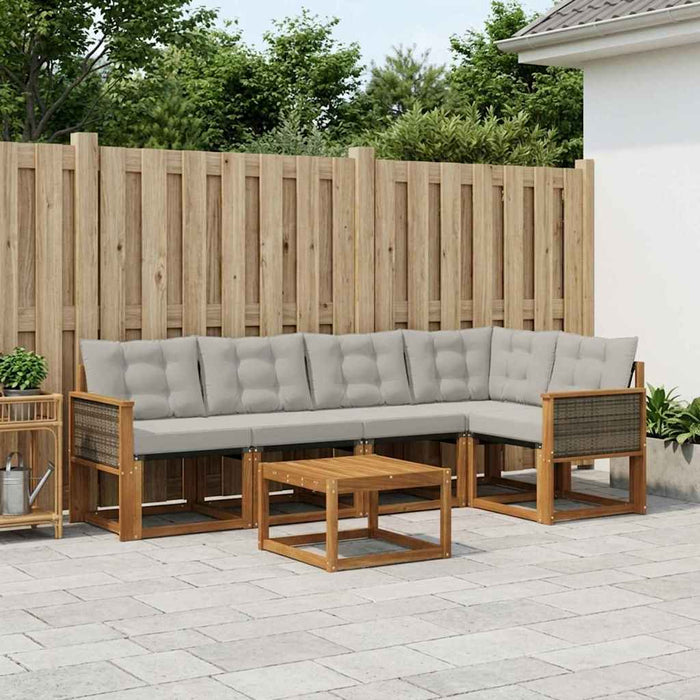 Set de canapele de exterior 6 pcs Natural și gri deschis WALTI