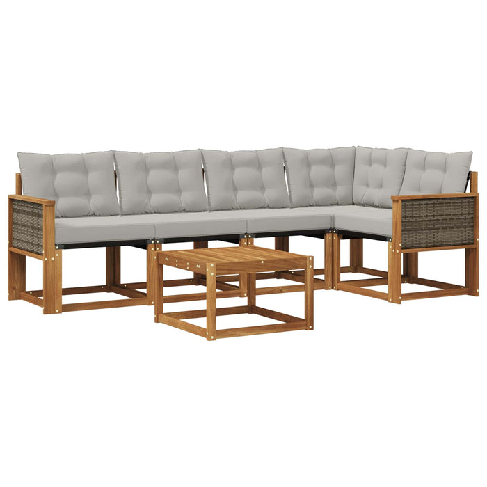 Set de canapele de exterior 6 pcs Natural și gri deschis WALTI
