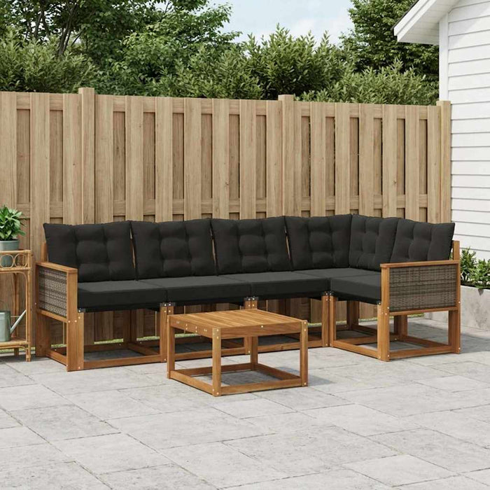 Set de canapele de exterior cu pernă 6 pcs Natural și Negru WALTI