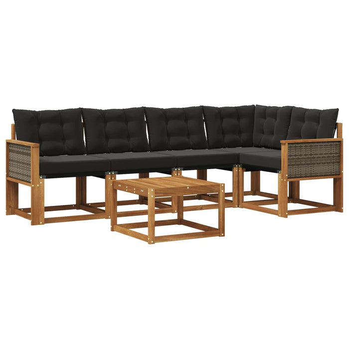 Set de canapele de exterior cu pernă 6 pcs Natural și Negru WALTI