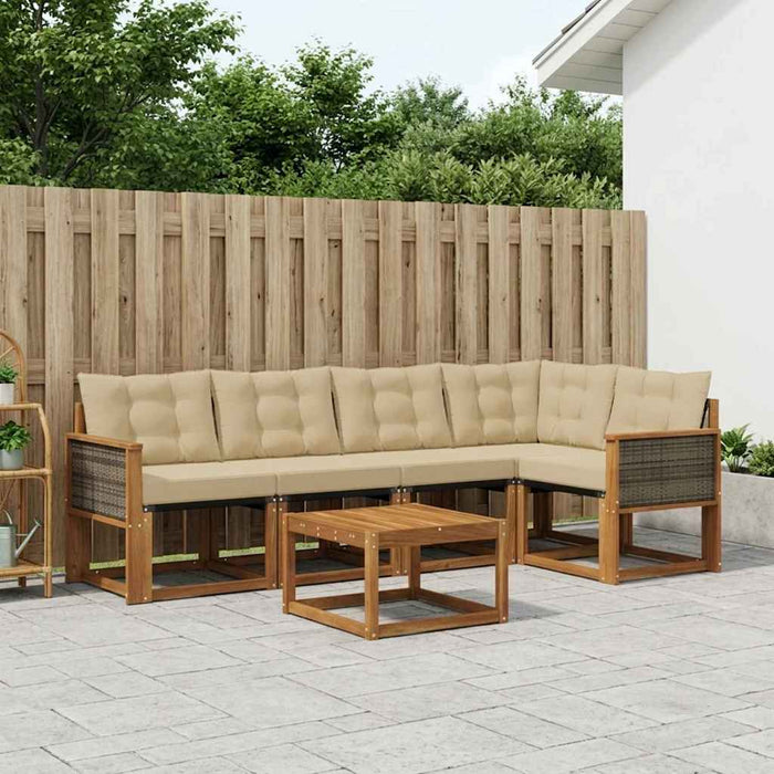 Set de canapele de exterior cu pernă 6 pcs Natural și Bej WALTI