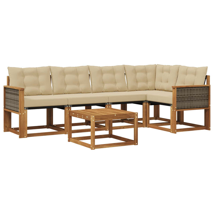 Set de canapele de exterior cu pernă 6 pcs Natural și Bej WALTI