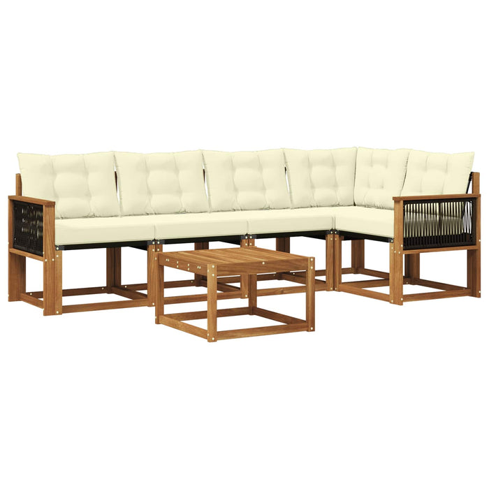Set de canapele de exterior cu pernă 6 pcs Natural și Crem WALTI