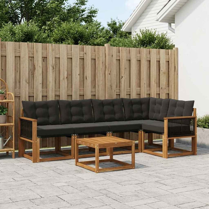 Set de canapele de exterior cu pernă 6 pcs Natural și Negru WALTI