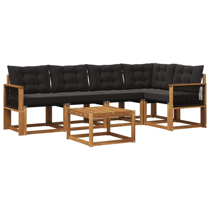 Set de canapele de exterior cu pernă 6 pcs Natural și Negru WALTI
